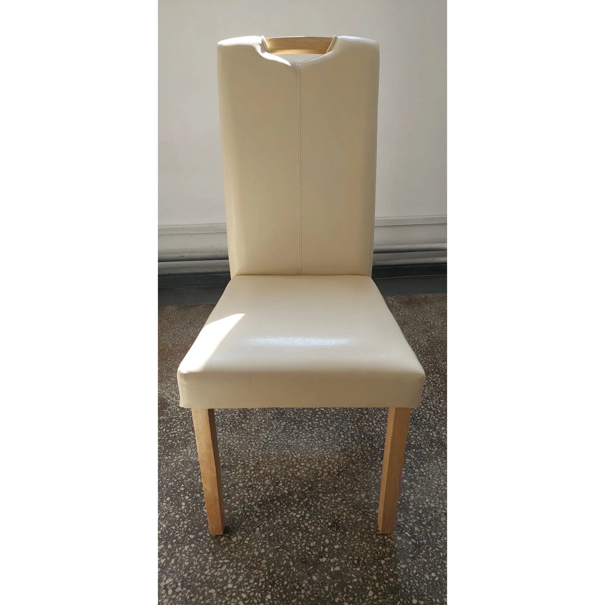 PRODUS RESIGILAT - Scaun CARO, crem/fag, piele ecologica/lemn, 42x58x96 cm