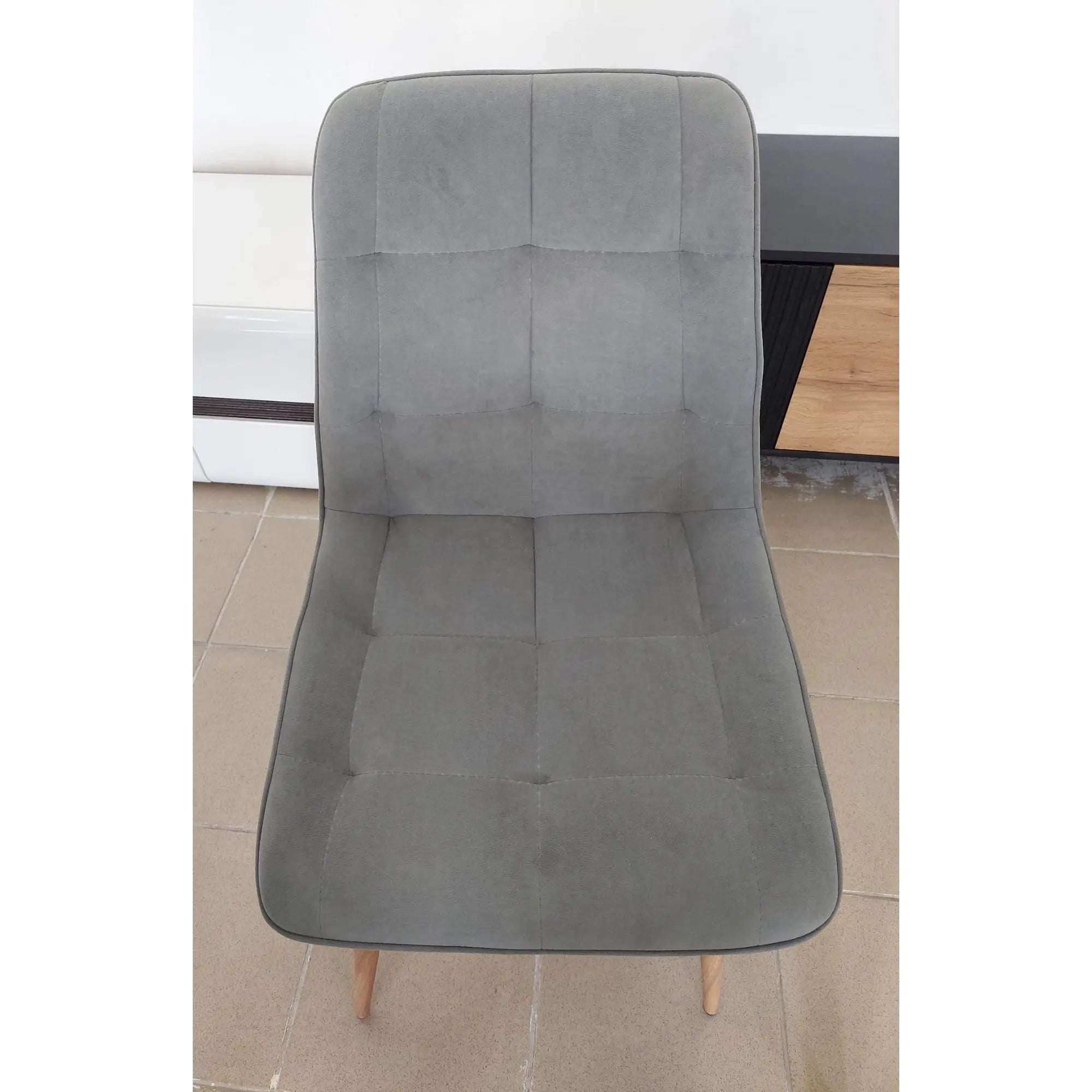 PRODUS RESIGILAT - Scaun CHIC D, gri, stofa catifelata/metal, 50x58x88 cm