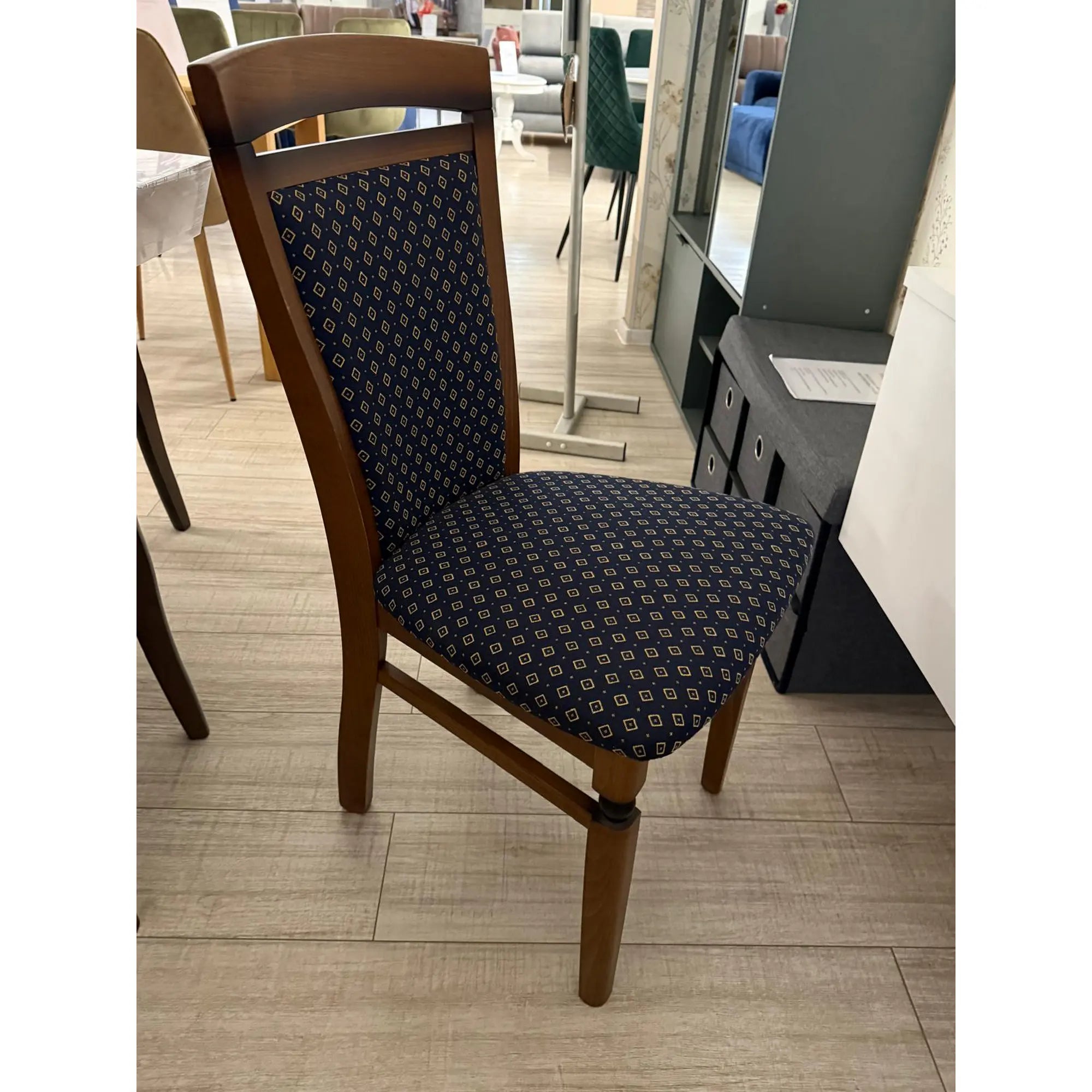 PRODUS RESIGILAT - Scaun DKRS-II, albastru marin/nuc, stofa clasica/metal, 46x55x94 cm