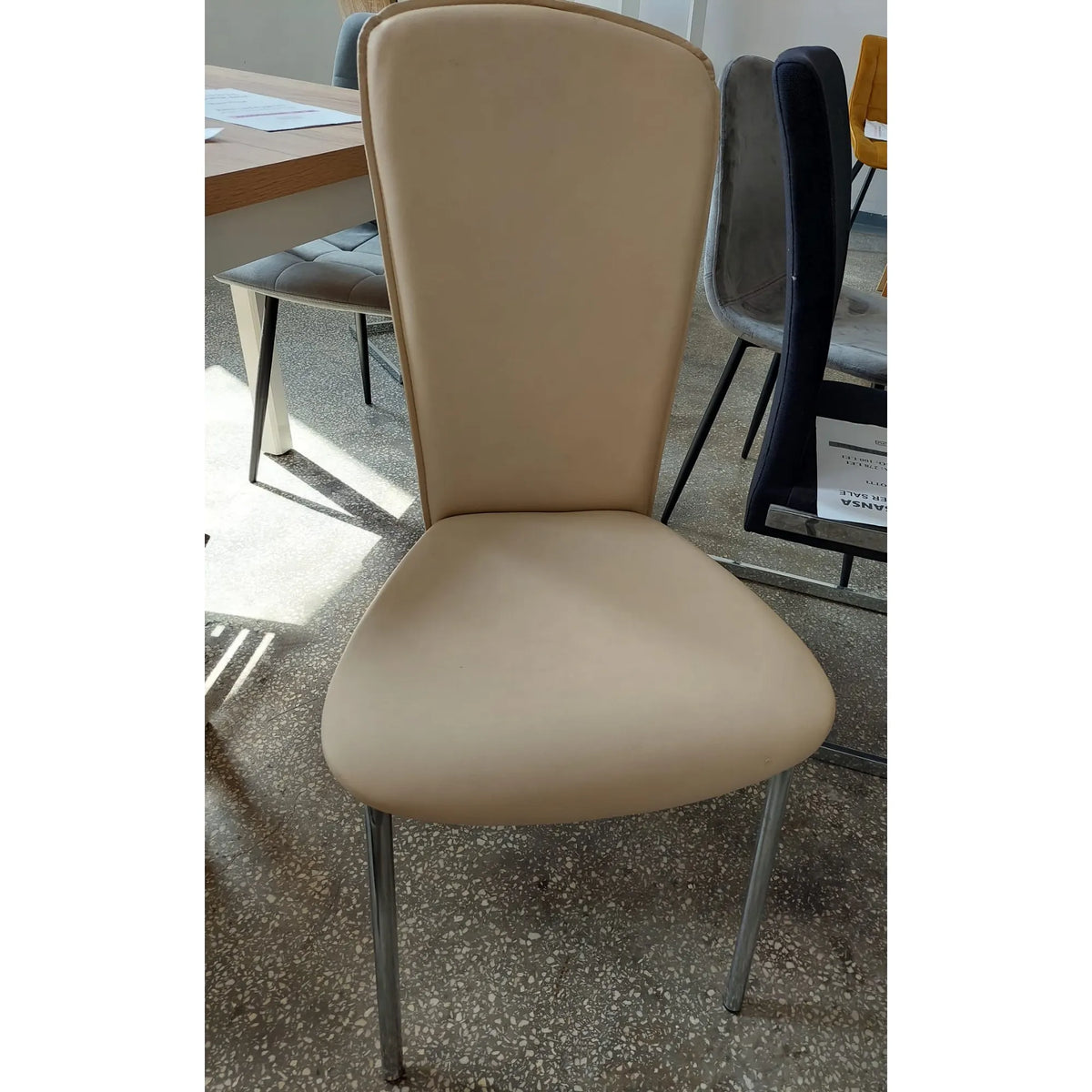 PRODUS RESIGILAT - Scaun GIOVE, bej/crom, piele ecologica/metal, 45x48x94 cm