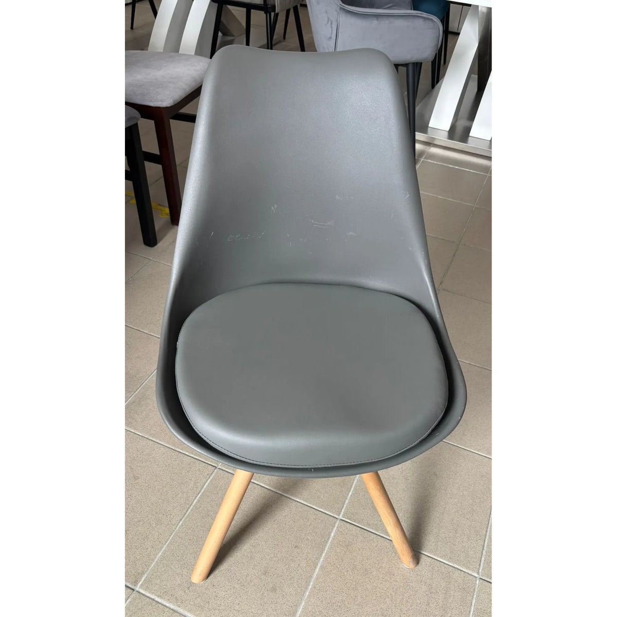 PRODUS RESIGILAT - Scaun K201, gri/fag, piele ecologica/plastic/lemn, 48x47x80 cm