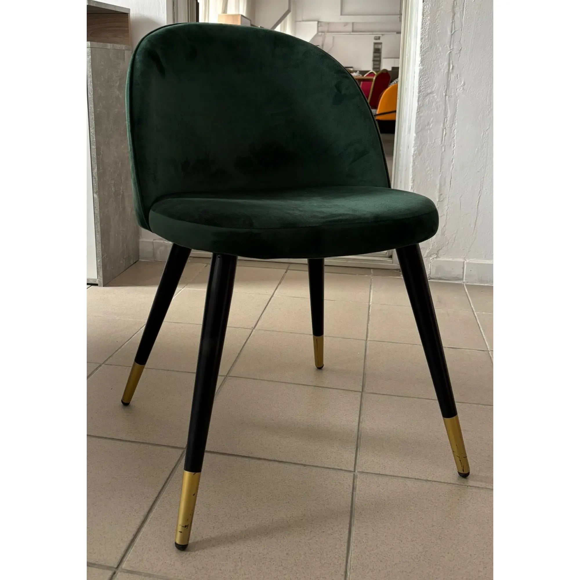 PRODUS RESIGILAT - Scaun K315, verde inchis/negru, stofa catifelata/metal, 50x55x76 cm