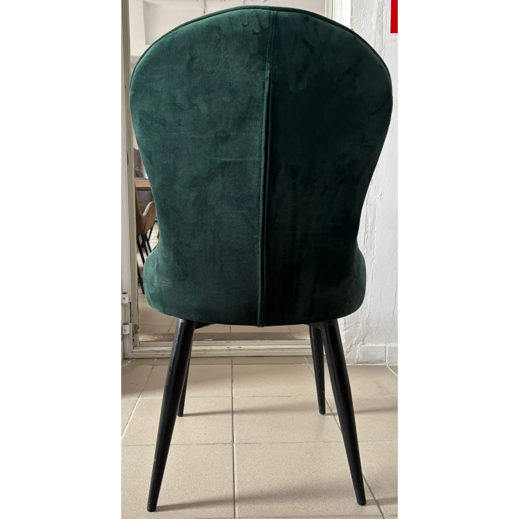 PRODUS RESIGILAT - Scaun K366, verde inchis/negru, stofa catifelata/metal, 52x58x92 cm