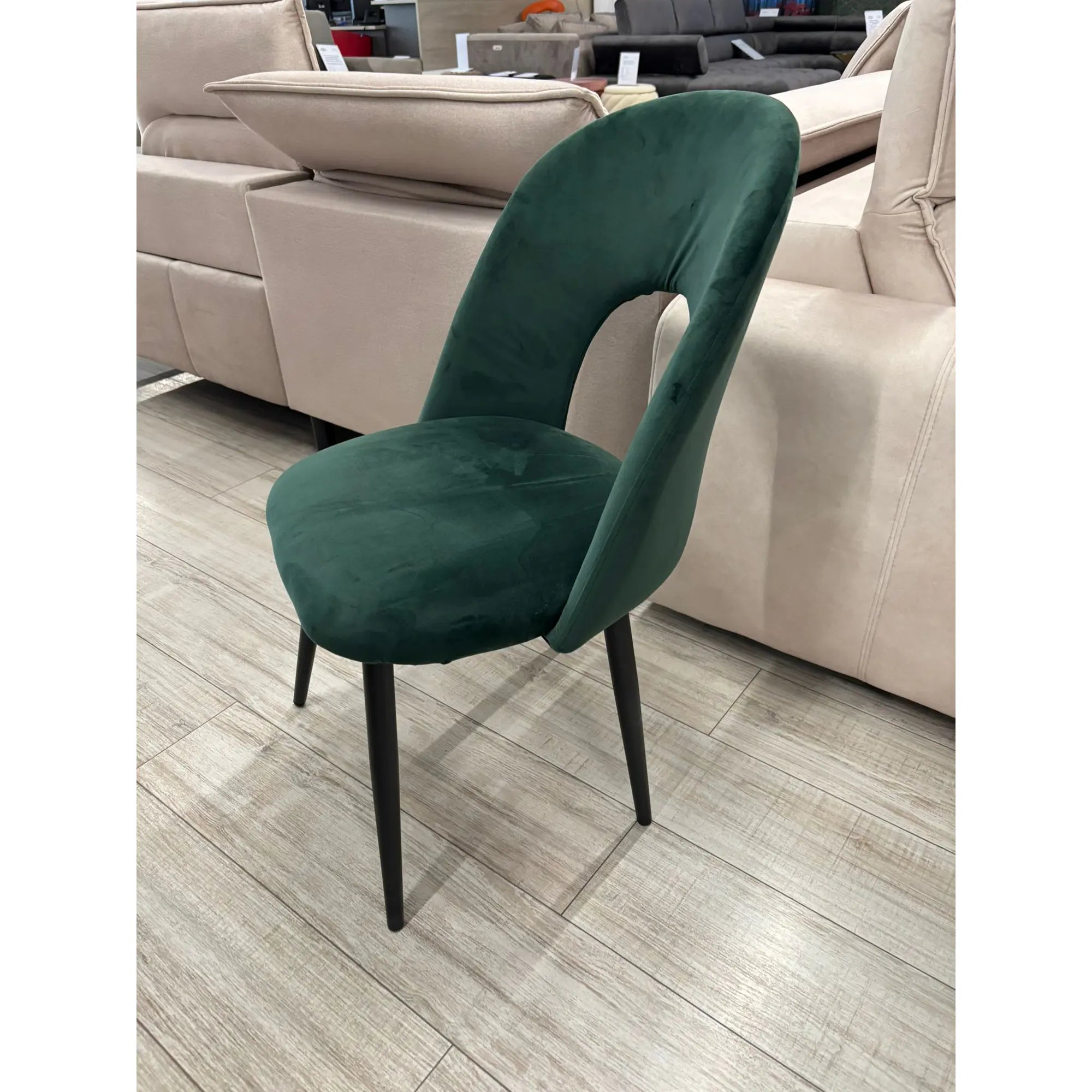 PRODUS RESIGILAT - Scaun K384, verde/negru, stofa catifelata/metal, 54x57x84 cm