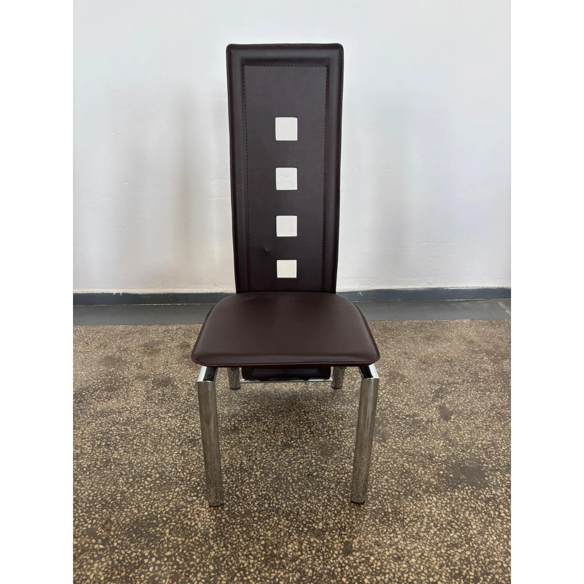 PRODUS RESIGILAT - Scaun tapitat K4, negru/crom, piele ecologica/metal, 44x49x106 cm