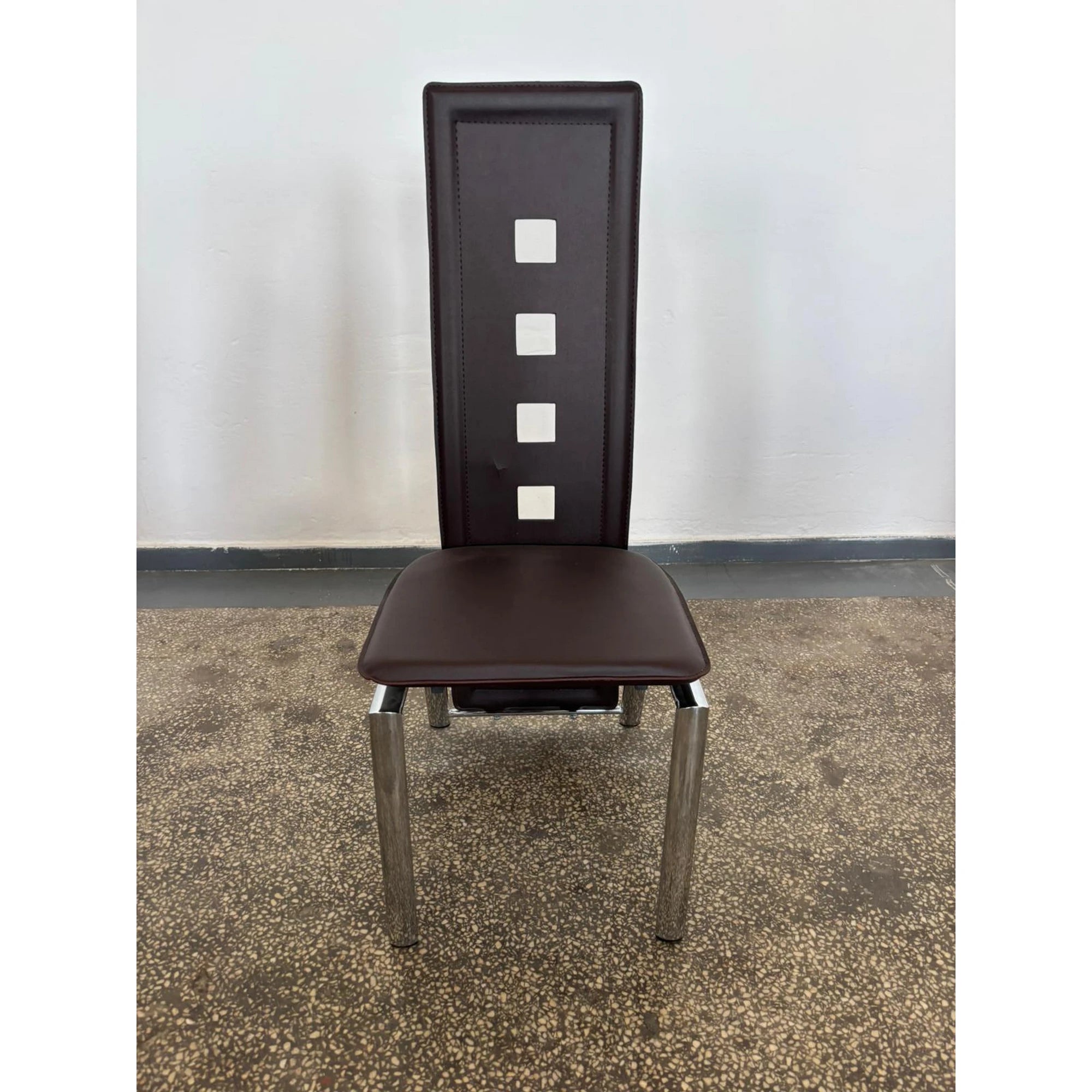 PRODUS RESIGILAT - Scaun tapitat K4, negru/crom, piele ecologica/metal, 44x49x106 cm