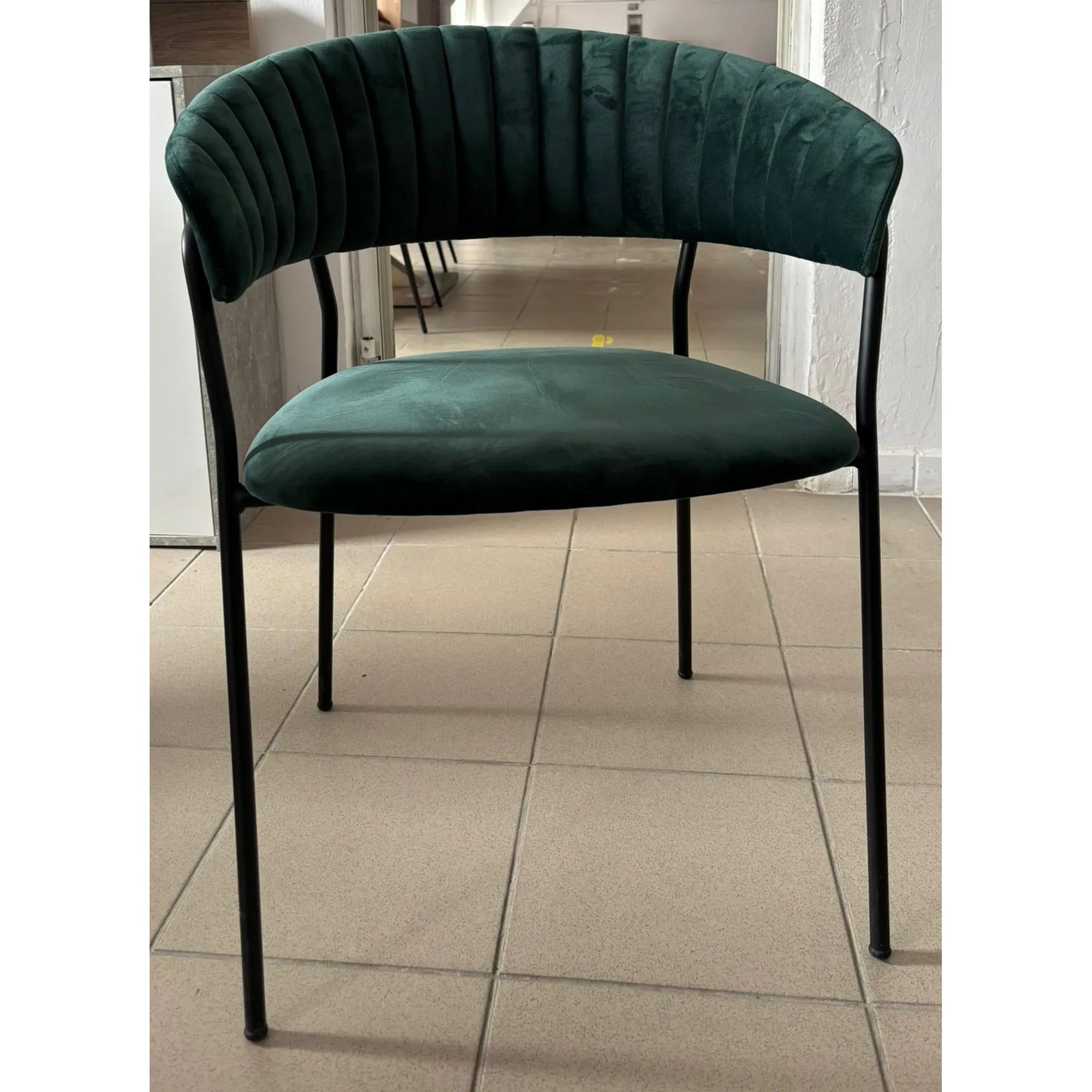PRODUS RESIGILAT - Scaun K426, verde inchis/negru, stofa catifelata/metal, 57x54x79 cm
