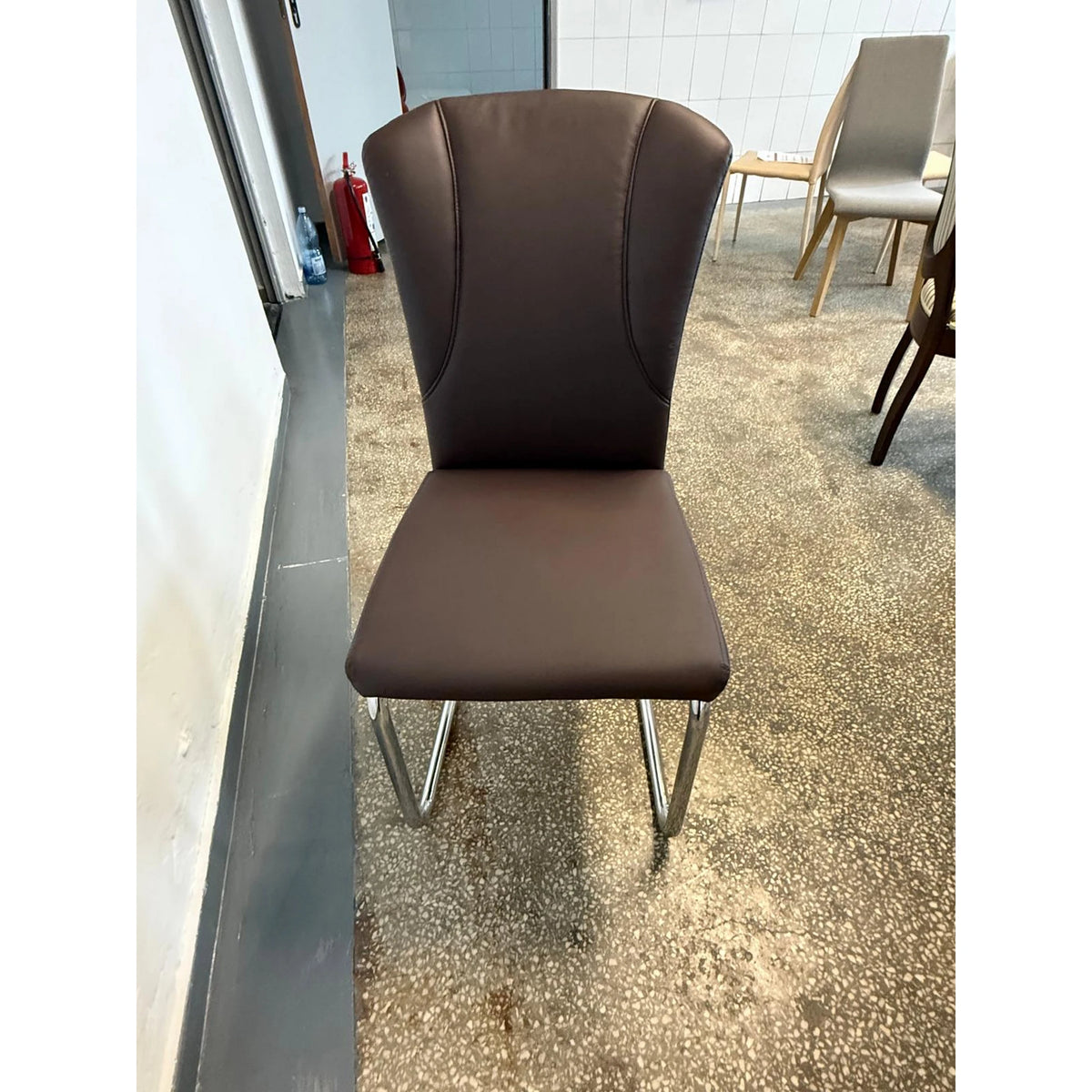 PRODUS RESIGILAT - Scaun RIO, maro/crom, piele ecologica/metal, 43x61x95 cm