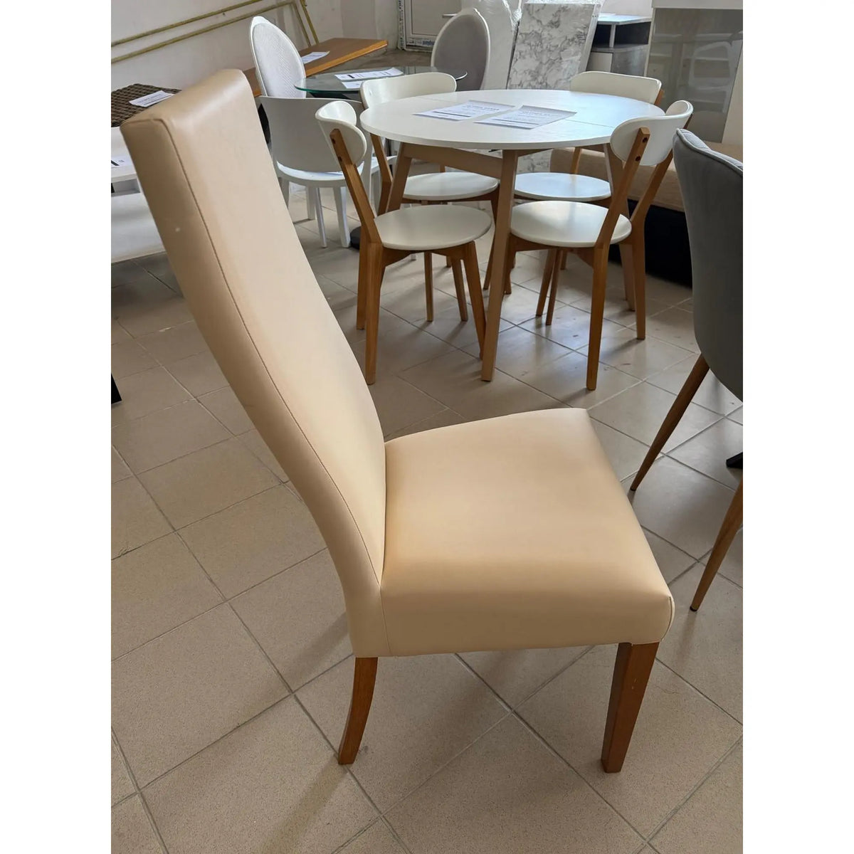 PRODUS RESIGILAT - Scaun ERGO, crem/nuc, piele ecologica/lemn, 48x44x104 cm