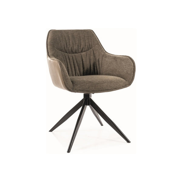 Scaun SEMPRE, verde maslin/negru, stofa clasica/piele ecologica/metal, 58x43x83 cm