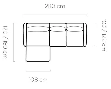 Coltar Storm Mini, personalizabil materiale gama Oferta Avantaj, cu reglaj electric, 280x189x102 cm