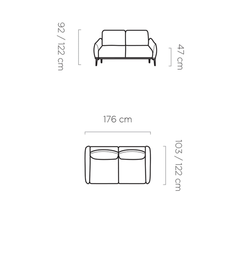 Canapea STORM, 2 locuri, personalizabil materiale gama Premium, 176x122x122 cm