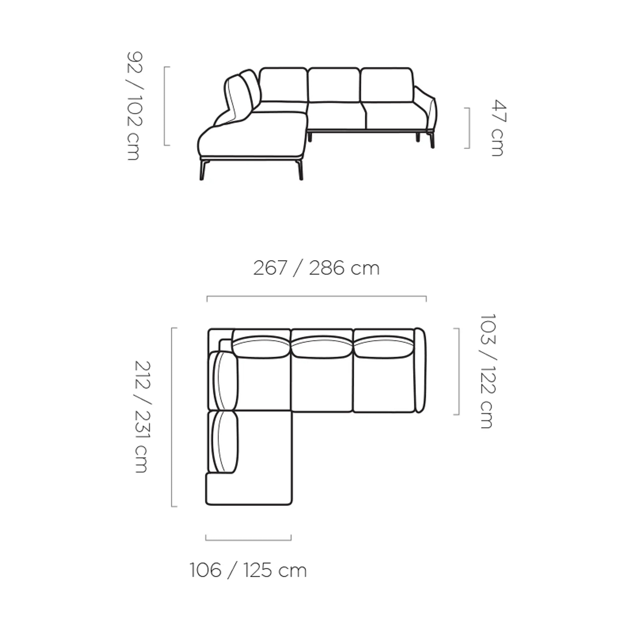 Coltar Storm L, personalizabil materiale gama Premium, cu reglaj electric, 286x231x103 cm