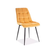 Scaun CHIC, galben curry/negru stofa catifelata/metal, 50x58x88 cm