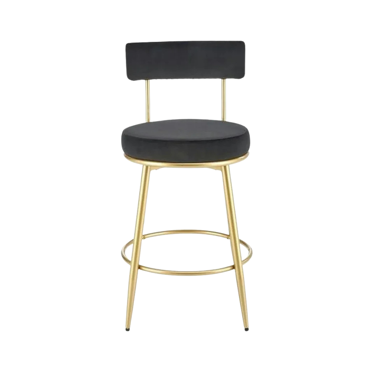 Scaun bar H115, negru/auriu, stofa catifelata/otel, 45x54x90 cm