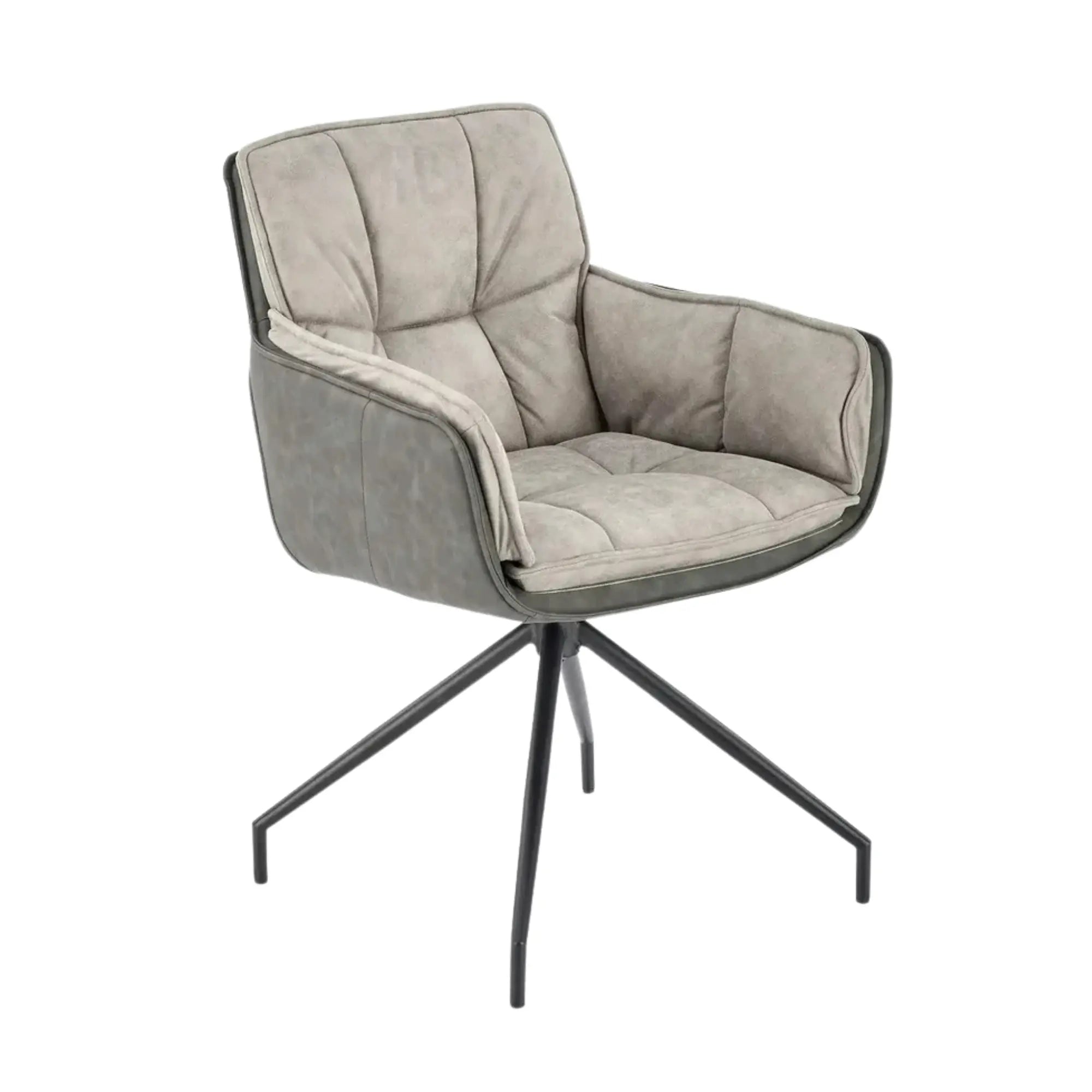 Scaun rotativ K523, gri/negru, stofa/piele ecologica, 61x61x85 cm