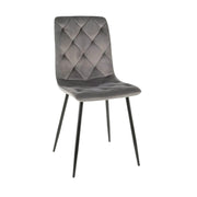 Scaun tapitat JERRY, gri/negru, stofa catifelata/metal, 45x39x91 cm