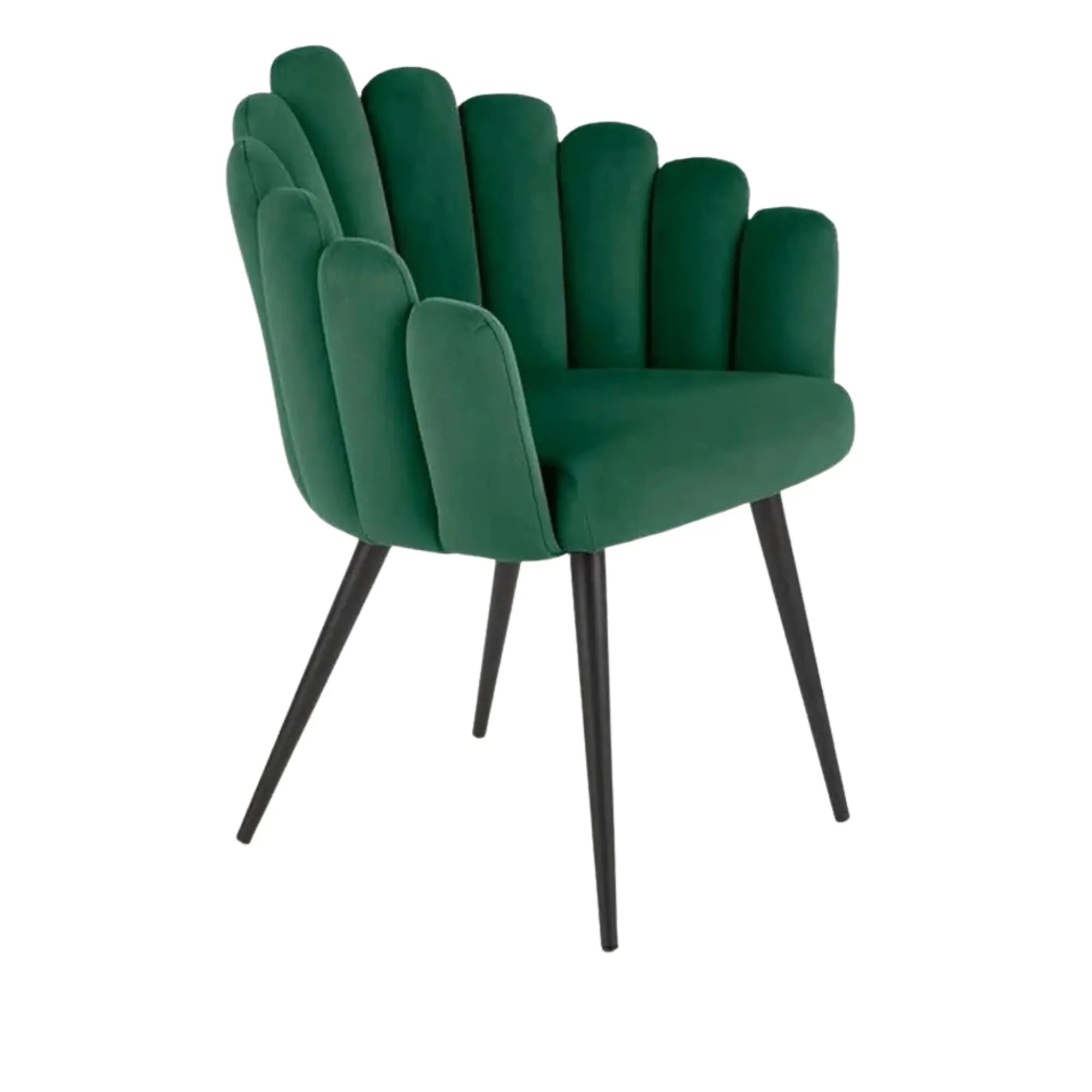 Scaun tapitat K410, verde/negru, stofa catifelata/metal, 65x62x85 cm