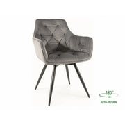 Scaun MANGO, gri/negru, stofa catifelata/metal, 57x45x83 cm