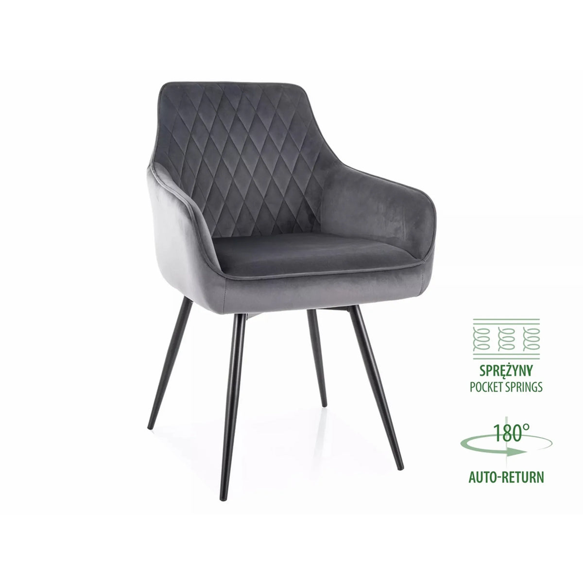 Scaun MARLO, gri - Bluvel 14, stofa catifelata/metal, 55x58x88 cm
