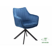 Scaun living rotativ AZALIA, albastru/negru, stofa catifelata/metal, 61x58x86 cm