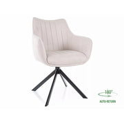 Scaun living rotativ AZALIA, bej deschis/negru, stofa clasica/metal, 61x58x86 cm