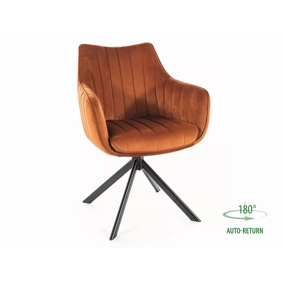 Scaun living rotativ AZALIA, caramiziu/negru, stofa catifelata/metal, 61x58x86 cm