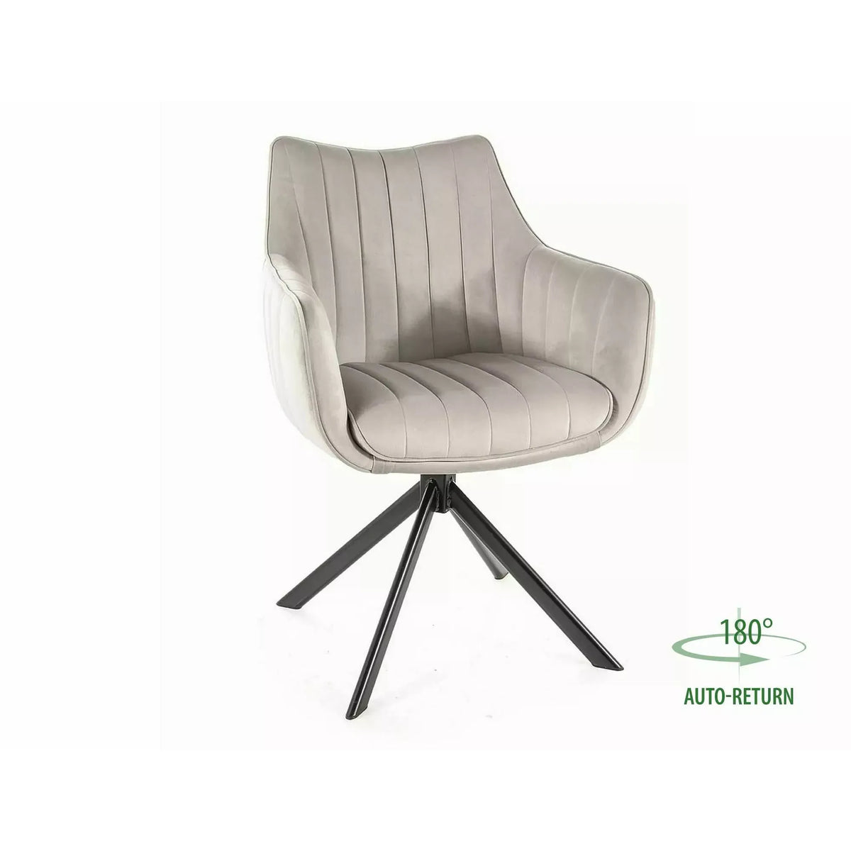 Scaun living rotativ AZALIA, gri deschis/negru, stofa catifelata/metal, 61x58x86 cm
