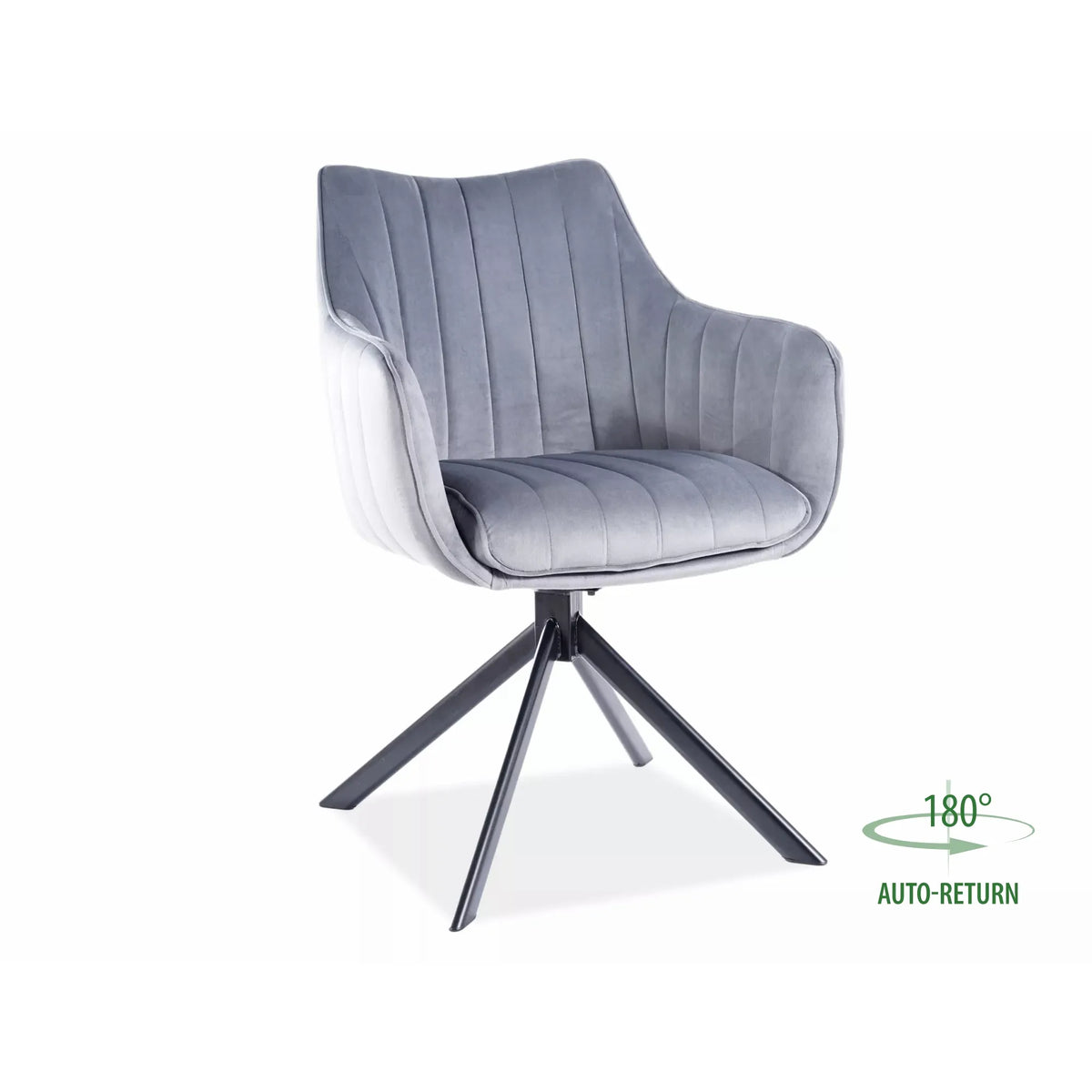 Scaun living rotativ AZALIA, gri inchis/negru, stofa catifelata/metal, 61x58x86 cm