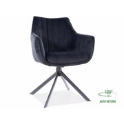 Scaun living rotativ AZALIA, negru, stofa catifelata/metal, 61x58x86 cm