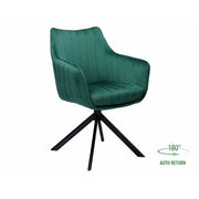 Scaun living rotativ AZALIA, verde/negru, stofa catifelata/metal, 61x58x86 cm