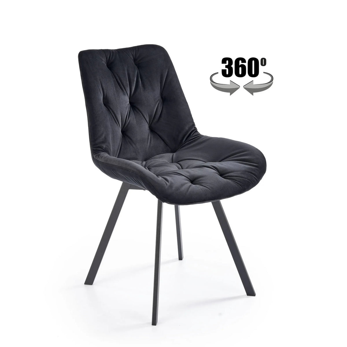 Scaun pivotant ,K519 negru, stofa catifelata/metal, 54x63x86 cm
