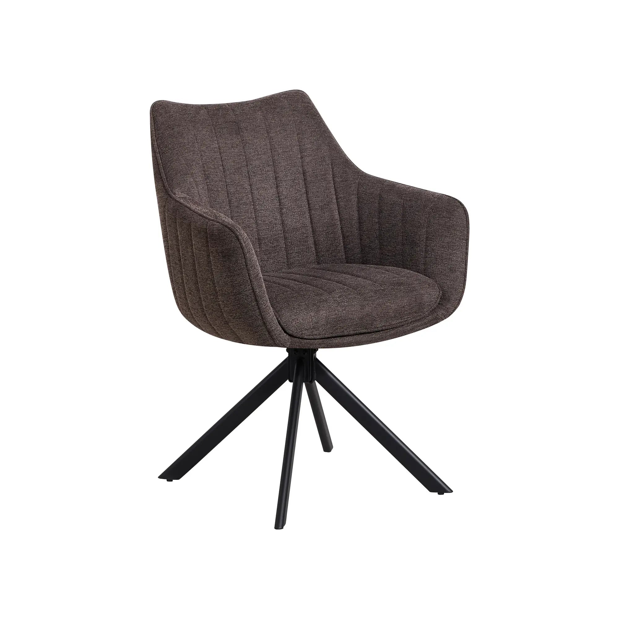 Scaun rotativ ASTON, maro/negru, stofa/metal, 61x44x86 cm