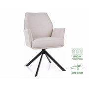Scaun rotativ HUGO, bej deschis/negru, stofa clasica/metal, 58x60x90 cm