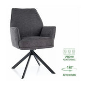 Scaun rotativ HUGO, gri inchis/negru, stofa clasica/metal, 58x46x90 cm