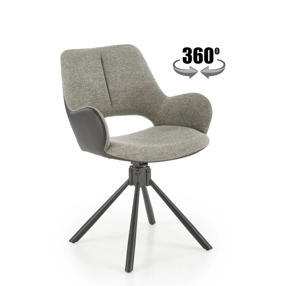 Scaun rotativ K494, gri/negru, stofa/piele ecologica, 57X59X85 cm