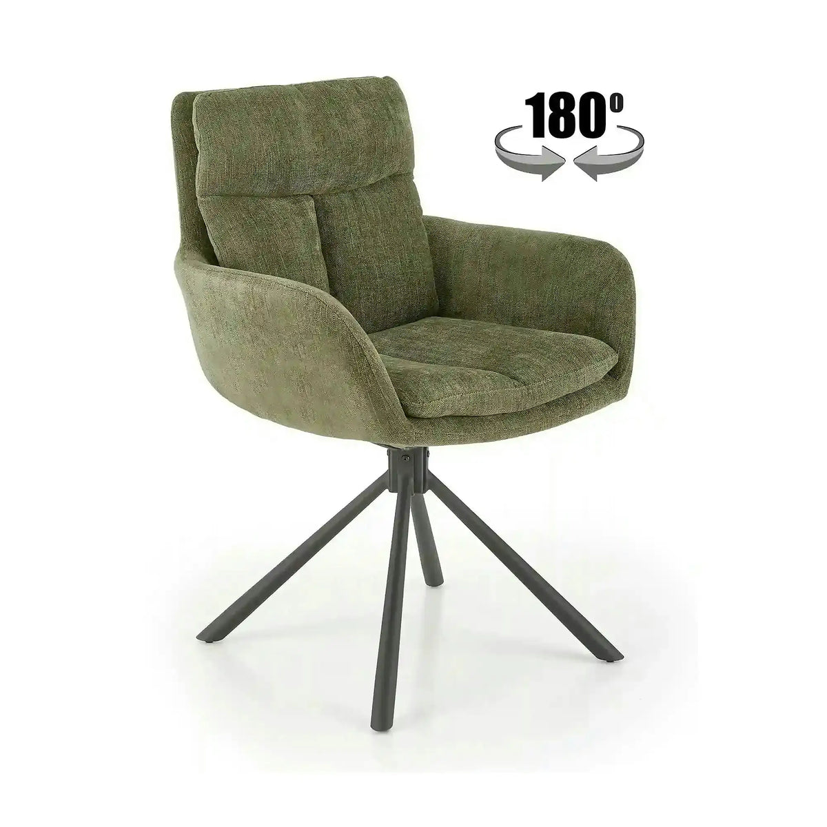 Scaun rotativ K495, verde/negru, stofa clasica/metal, 60x65x87 cm