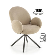 Scaun rotativ K498, cappuccino/negru, stofa buclata/metal, 64x63x90 cm