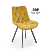 Scaun rotativ K519, galben/negru, stofa catifelata/metal, 54x63x86 cm