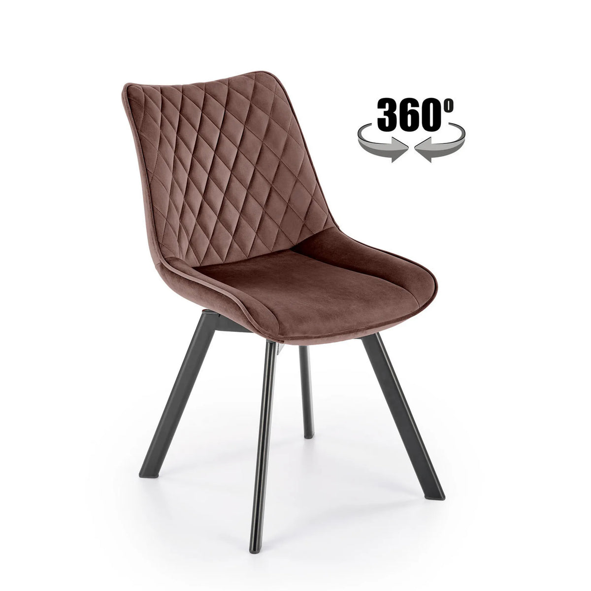 Scaun rotativ K520, maro/negru, stofa catifelata/metal, 45x63x80 cm