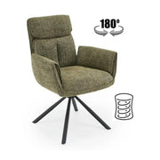 Scaun rotativ K596, verde olive/negru, stofa clasica/metal, 66x66x93 cm