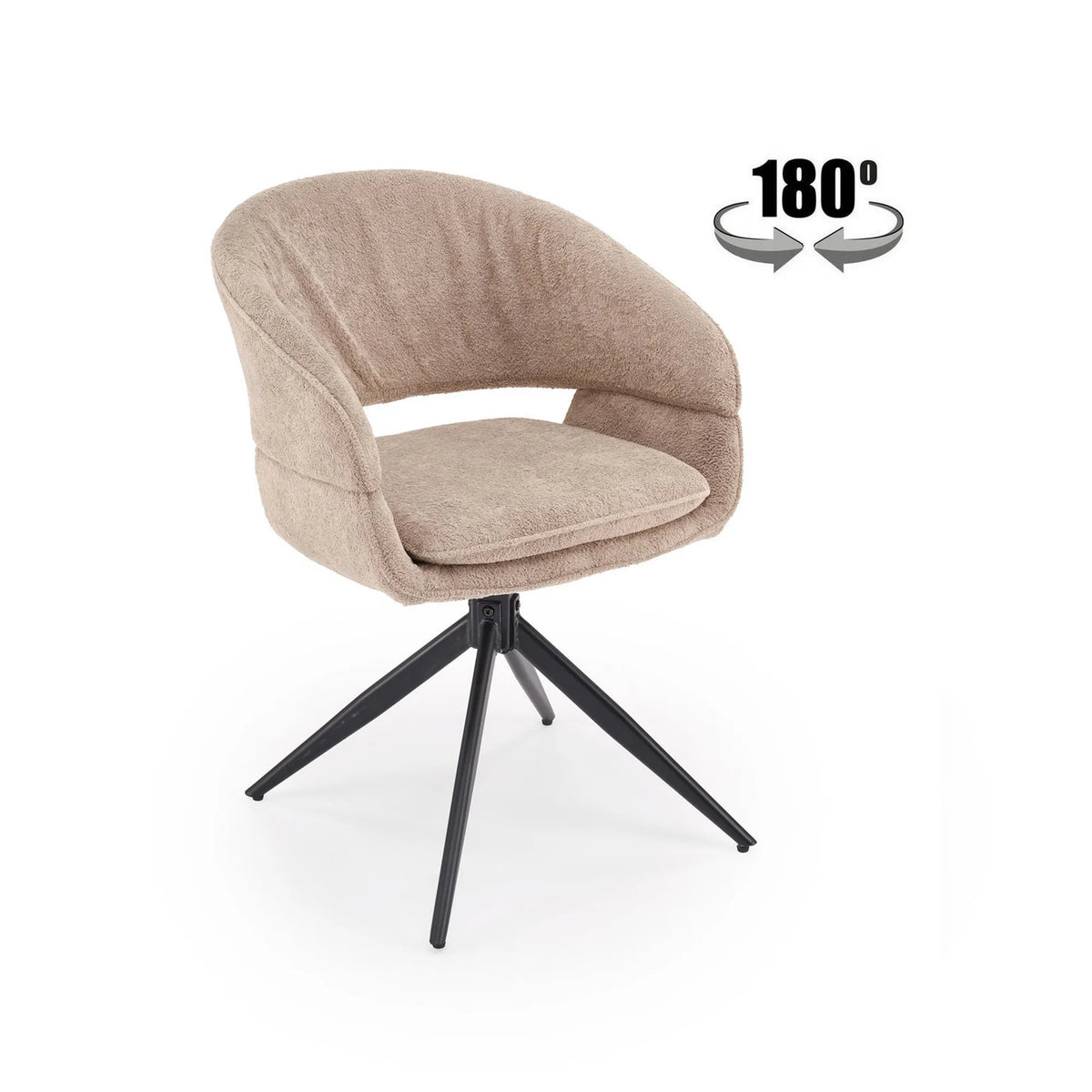 Scaun rotativ K602, cappuccino/negru, stofa/metal, 57x62x82 cm