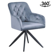Scaun rotativ MAX, albastru deschis/negru, stofa catifelata/metal, 61x61x85 cm