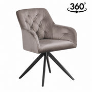 Scaun rotativ MAX, bej inchis/negru, stofa catifelata/metal, 61x61x85 cm