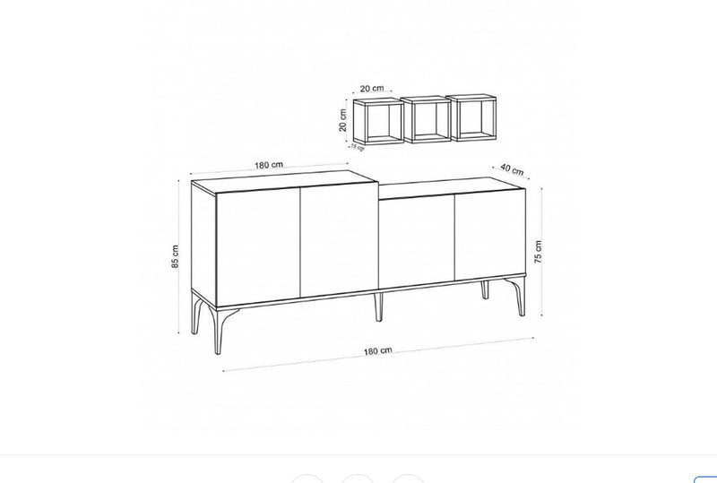 Mobilier living MAGNE, stejar sapphire/negru, PAL melaminat, 4 piese