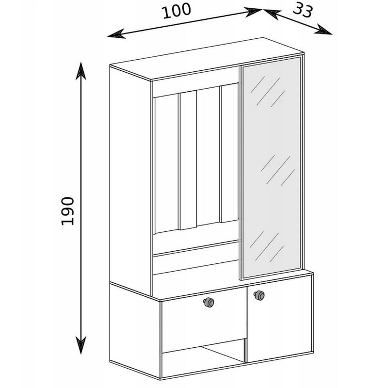 Mobilier hol SPOT, gri grafit, PAL laminat/metal, 100x33x191 cm