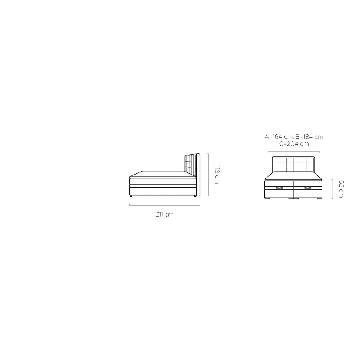 Pat boxspring SEMENO 160x200, personalizabil materiale Gama Premium, cu saltele, spatiu depozitare si topper