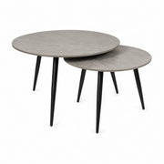 Set 2 masute cafea KORA C, gri/negru, ceramica/metal