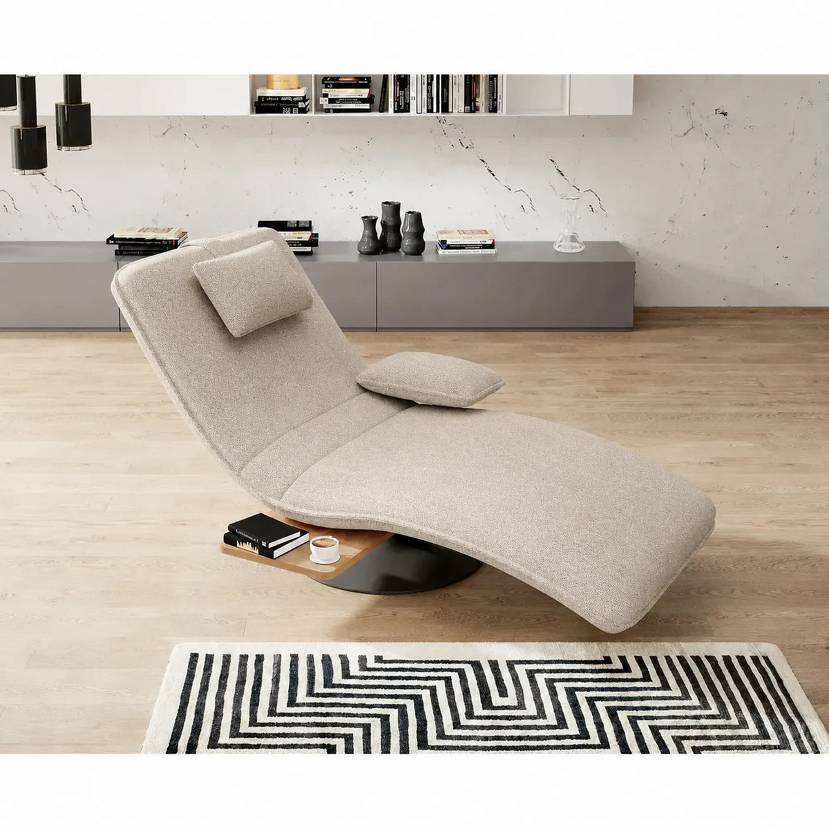 Sezlong rotativ EVO, stofa clasica bej - Austin 2, 78x163x86 cm