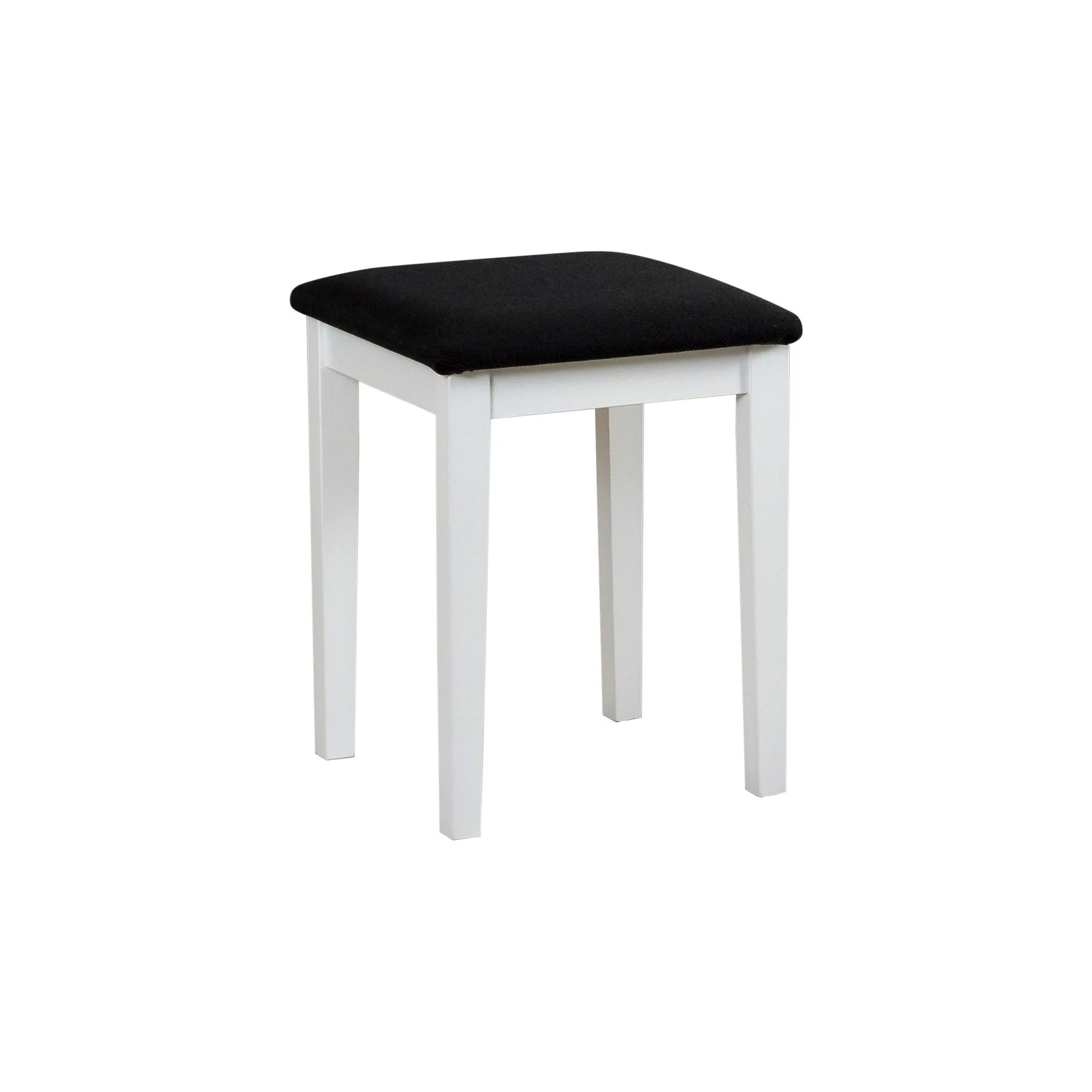 Scaun taburet T3, stofa clasica negru - Neve 100, picioare albe, 36x36x47 cm